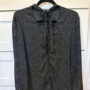 Lulu's Black and White Polka Dot Button Down Shirt